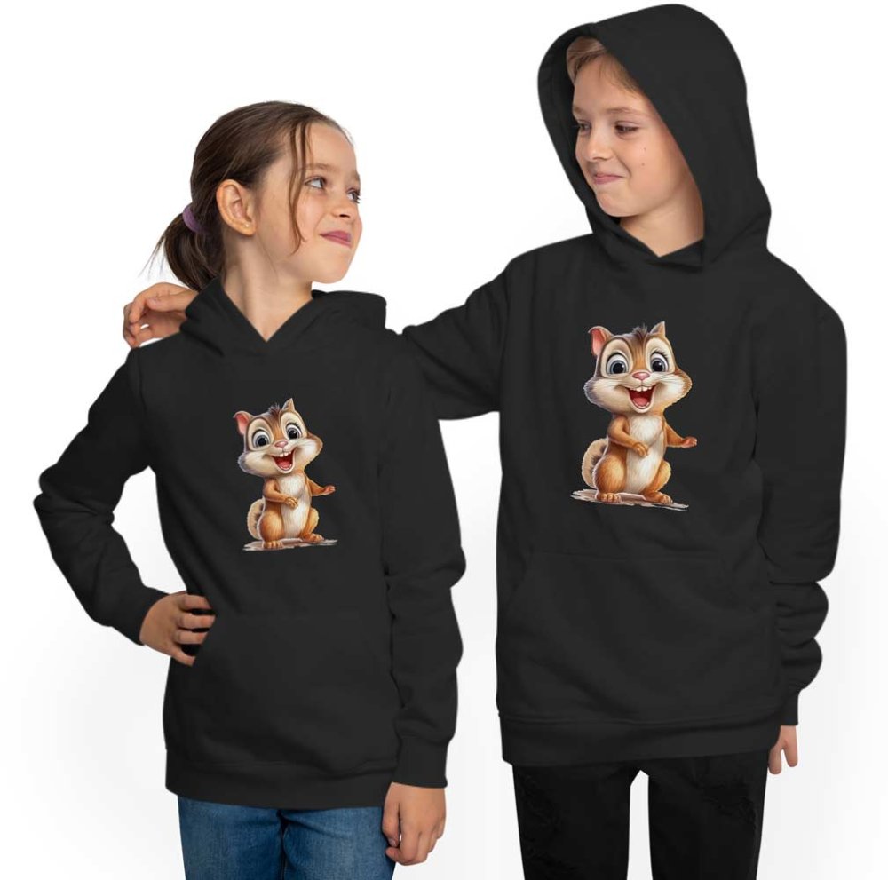 Kids Hooded Sweatshirt Hoodie - Squirrel i262